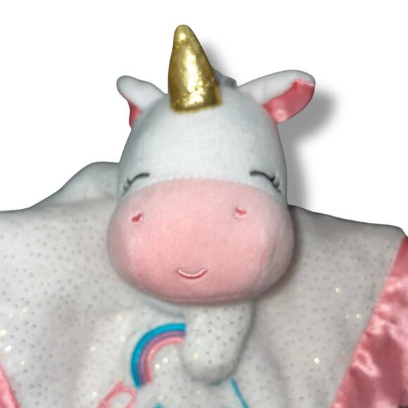 Magic Years Lovey Unicorn Believe Plush Security Blanket Satin Pink 13" Gift - Picture 8 of 11